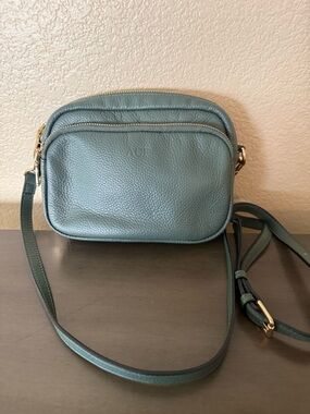 Pom Pom London Green Leather Crossbody Bag